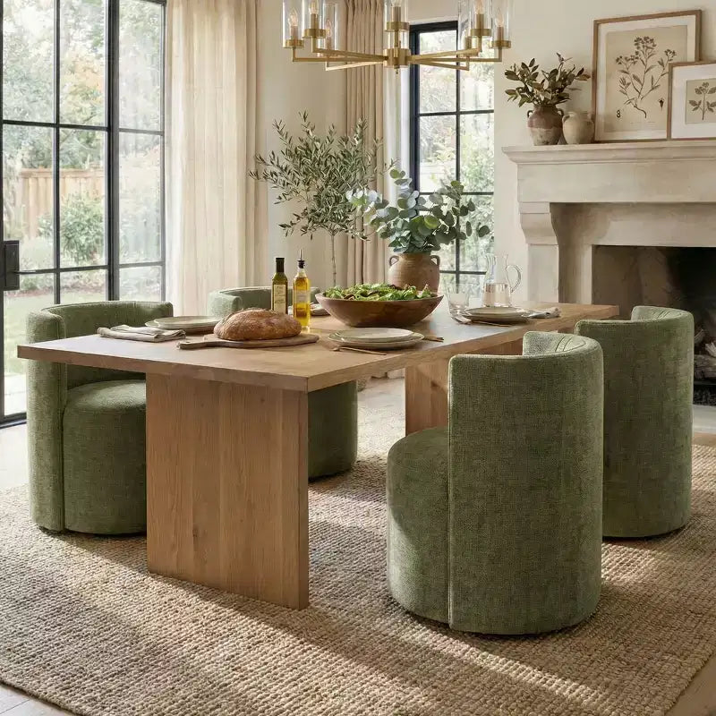 Chaises de salle à manger modernes pivotantes, sans accoudoirs, en tissu texturé tissé, avec dossier incurvé, pour salle à manger ou cuisine