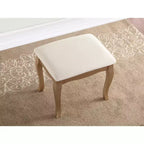 Coiffeuse contemporaine avec miroir, 5 tiroirs, tabouret assorti pour chambre, finition dorée, design compact