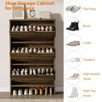 Meuble à chaussures autoportant de 32 po de large à trois tiroirs basculants, meuble de rangement cannelé pour chaussures d'entrée, de couloir et de maison