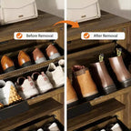 Meuble à chaussures autoportant de 32 po de large à trois tiroirs basculants, meuble de rangement cannelé pour chaussures d'entrée, de couloir et de maison
