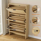Meuble à chaussures autoportant de 32 po de large à trois tiroirs basculants, meuble de rangement cannelé pour chaussures d'entrée, de couloir et de maison