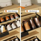 Meuble à chaussures autoportant de 32 po de large à trois tiroirs basculants, meuble de rangement cannelé pour chaussures d'entrée, de couloir et de maison