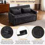 56.9 Canapé deux places convertible avec coussin de dossier réversible et deux ports USB