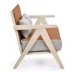 Fauteuil d'appoint Mid-Century Modern en tissu chenille doux avec dossier Marron/Gris