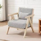 Fauteuil d'appoint Mid-Century Modern en tissu chenille doux avec dossier Marron/Gris