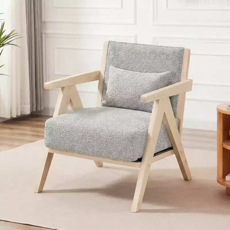 Fauteuil d'appoint Mid-Century Modern en tissu chenille doux avec dossier Marron/Gris