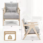 Fauteuil d'appoint Mid-Century Modern en tissu chenille doux avec dossier Marron/Gris