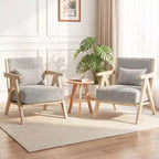 Fauteuil d'appoint Mid-Century Modern en tissu chenille doux avec dossier Marron/Gris