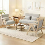 Fauteuil d'appoint Mid-Century Modern en tissu chenille doux avec dossier Marron/Gris