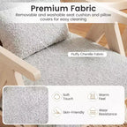 Fauteuil d'appoint Mid-Century Modern en tissu chenille doux avec dossier Marron/Gris
