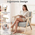 Fauteuil d'appoint Mid-Century Modern en tissu chenille doux avec dossier Marron/Gris