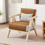 Fauteuil d'appoint Mid-Century Modern en tissu chenille doux avec dossier Marron/Gris