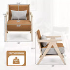 Fauteuil d'appoint Mid-Century Modern en tissu chenille doux avec dossier Marron/Gris