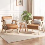 Fauteuil d'appoint Mid-Century Modern en tissu chenille doux avec dossier Marron/Gris