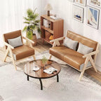 Fauteuil d'appoint Mid-Century Modern en tissu chenille doux avec dossier Marron/Gris