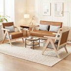 Fauteuil d'appoint Mid-Century Modern en tissu chenille doux avec dossier Marron/Gris