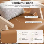 Fauteuil d'appoint Mid-Century Modern en tissu chenille doux avec dossier Marron/Gris