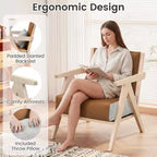 Fauteuil d'appoint Mid-Century Modern en tissu chenille doux avec dossier Marron/Gris