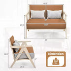 Fauteuil d'appoint Mid-Century Modern en tissu chenille doux avec dossier Marron/Gris