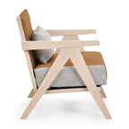 Fauteuil d'appoint Mid-Century Modern en tissu chenille doux avec dossier Marron/Gris