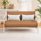 Fauteuil d'appoint Mid-Century Modern en tissu chenille doux avec dossier Marron/Gris