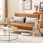 Fauteuil d'appoint Mid-Century Modern en tissu chenille doux avec dossier Marron/Gris