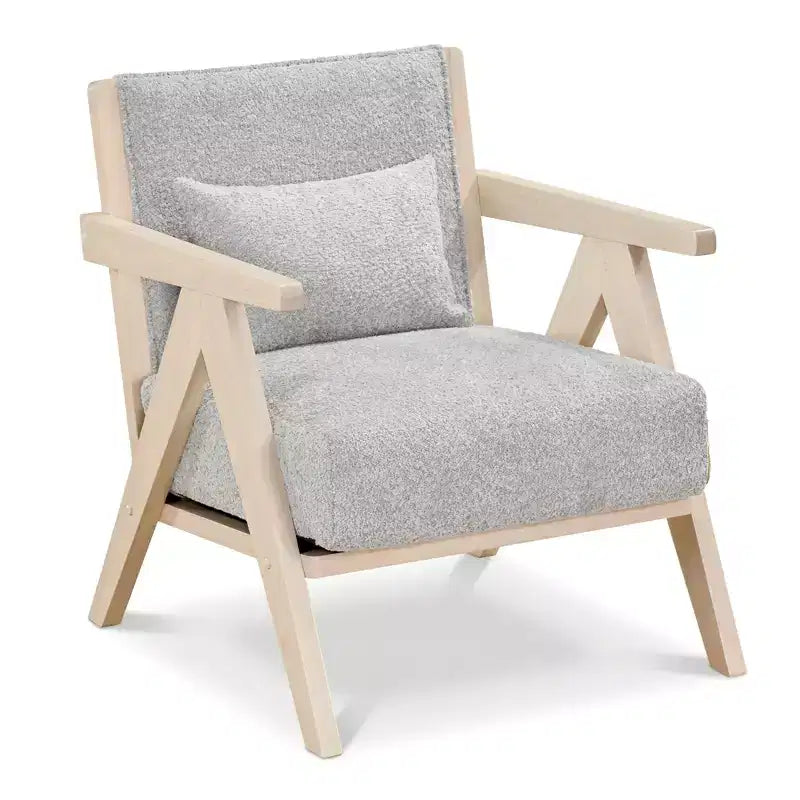 Fauteuil d'appoint Mid-Century Modern en tissu chenille doux avec dossier Marron/Gris