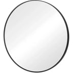 HomeRoots 30 Black Metal Round Framed Bathroom Vanity Mirror
