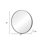 Miroir de courtoisie rond encadré en métal noir de 30 pouces pour salle de bain