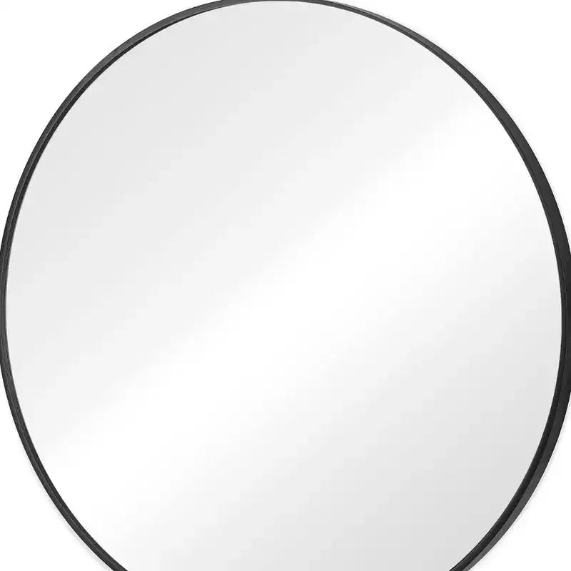 Miroir de courtoisie rond encadré en métal noir de 30 pouces pour salle de bain