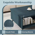 Table basse rectangulaire à 2 niveaux avec étagères de rangement et compartiments pour salon Bleu anthracite/Marron