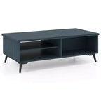 Table basse rectangulaire à 2 niveaux avec étagères de rangement et compartiments pour salon Bleu anthracite/Marron