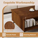 Table basse rectangulaire à 2 niveaux avec étagères de rangement et compartiments pour salon Bleu anthracite/Marron