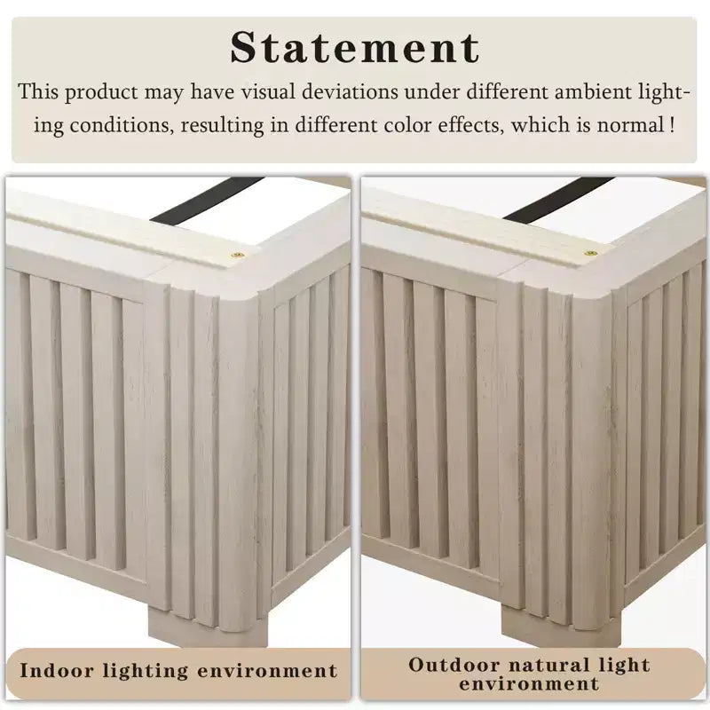 Lit plateforme queen en bois massif avec tête de lit, aucun sommier tapissier requis et assemblage facile, beige