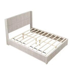 Lit plateforme queen en bois massif avec tête de lit, aucun sommier tapissier requis et assemblage facile, beige