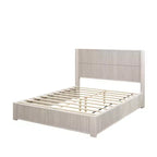Lit plateforme queen en bois massif avec tête de lit, aucun sommier tapissier requis et assemblage facile, beige