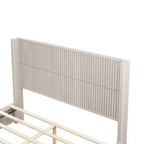 Lit plateforme queen en bois massif avec tête de lit, aucun sommier tapissier requis et assemblage facile, beige