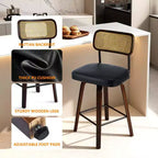 Tabourets de bar pivotants à 360° en rotin avec coussin en PU, hauteur comptoir