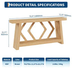 Console d'entrée, table de canapé étroite de style ferme de 180 cm avec 2 étagères de rangement, table de canapé ultra-stable avec pieds trapézoïdaux