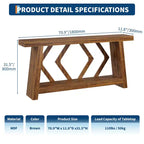 Console d'entrée, table de canapé étroite de style ferme de 180 cm avec 2 étagères de rangement, table de canapé ultra-stable avec pieds trapézoïdaux
