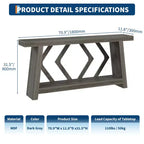 Console d'entrée, table de canapé étroite de style ferme de 180 cm avec 2 étagères de rangement, table de canapé ultra-stable avec pieds trapézoïdaux