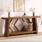 Console Table for Entryway, 70.9 Inch Narrow Farmhouse Couch Table Behind Sofa with 2-Tier Storage Ultra-Stable Trapezoid Leg Sofa Table