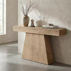 JVNOXK Sleek Minimalist End Table with Geometric Base for Living Room Entryway