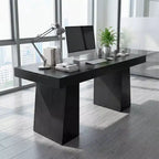 55-inch executive desk, double trapezoidal base, wooden computer desk, business furniture workstation