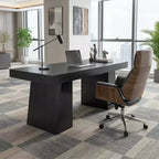 Bureau de direction de 55 pouces, double piètement trapézoïdal, bureau d'ordinateur en bois, poste de travail de mobilier de bureau