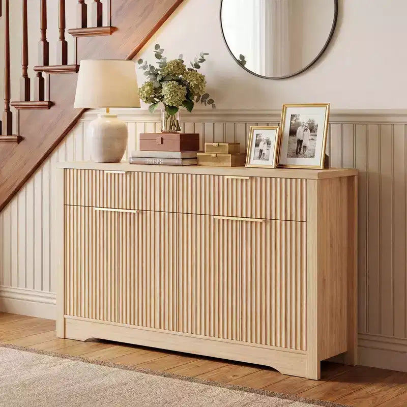 Bahut buffet moderne avec porte et tiroirs de rangement, table basse de 55 avec étagères