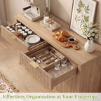 Bahut buffet moderne avec porte et tiroirs de rangement, table basse de 55 avec étagères