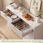 Bahut buffet moderne avec porte et tiroirs de rangement, table basse de 55 avec étagères