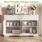 Bahut buffet moderne avec porte et tiroirs de rangement, table basse de 55 avec étagères