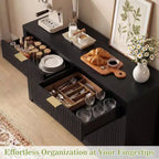 Bahut buffet moderne avec porte et tiroirs de rangement, table basse de 55 avec étagères